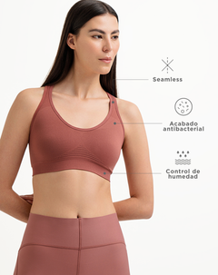 Top deportivo soporte alto seamless pocas costuras vino tinto