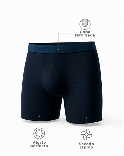 Bóxer deportivo largo microfibra transpirable azul