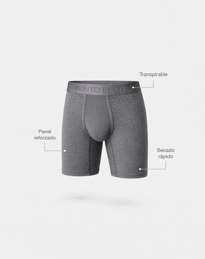 Bóxer deportivo largo microfibra transpirable gris