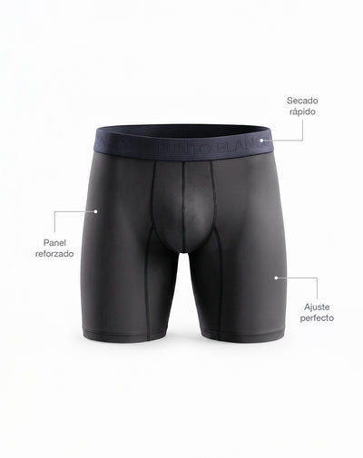 Bóxer deportivo largo microfibra transpirable gris