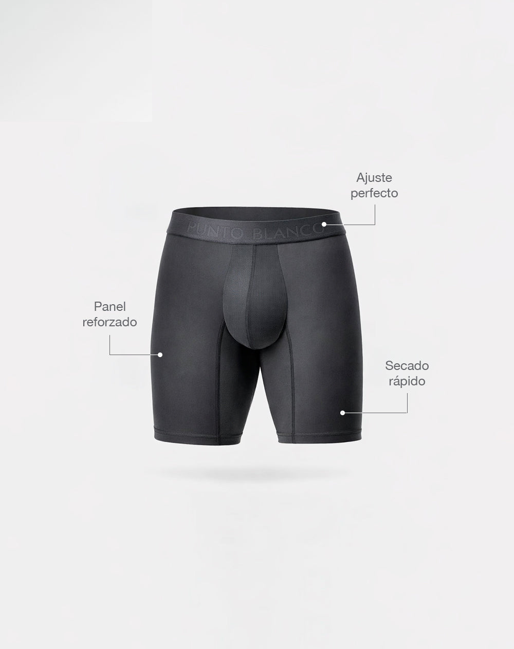 Bóxer deportivo largo microfibra transpirable gris