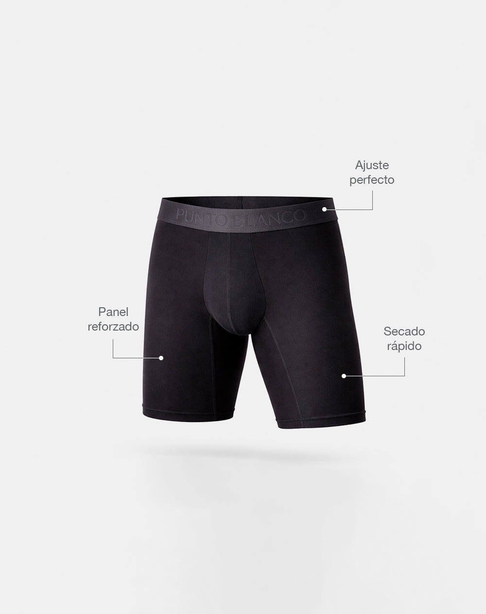 Bóxer deportivo largo microfibra transpirable negro