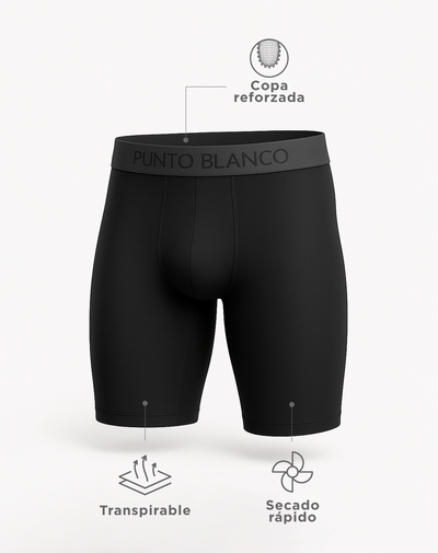 Bóxer deportivo largo microfibra transpirable negro