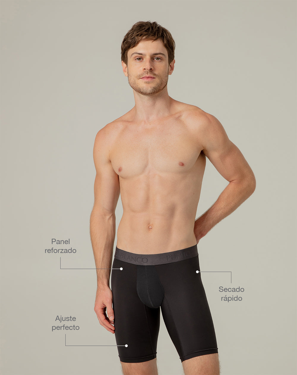 Bóxer deportivo largo microfibra transpirable negro