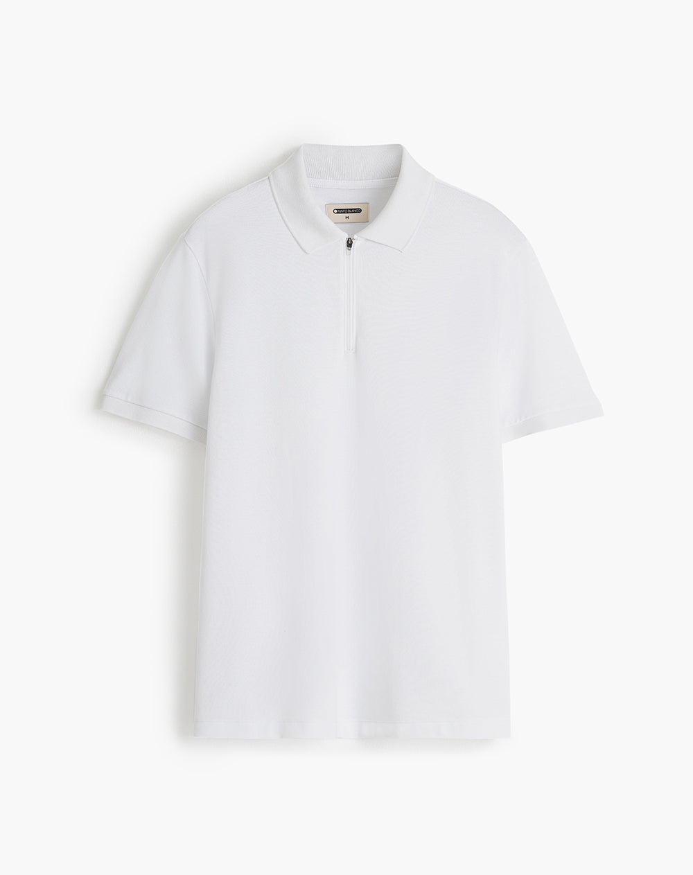 Polo regular algodón cierre en cuello blanca hombre
