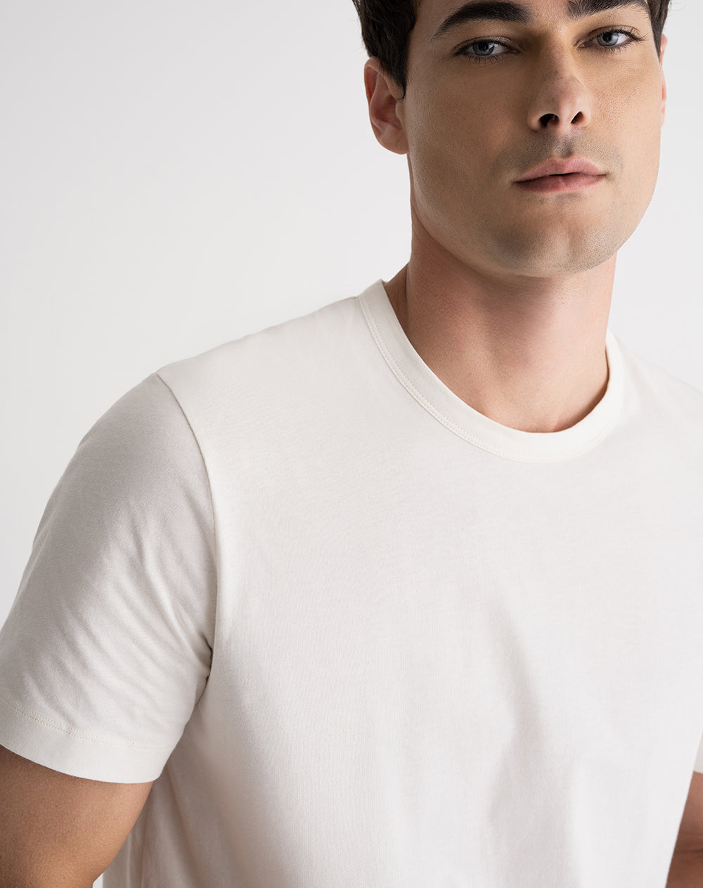 Camiseta regular algodón crema hombre
