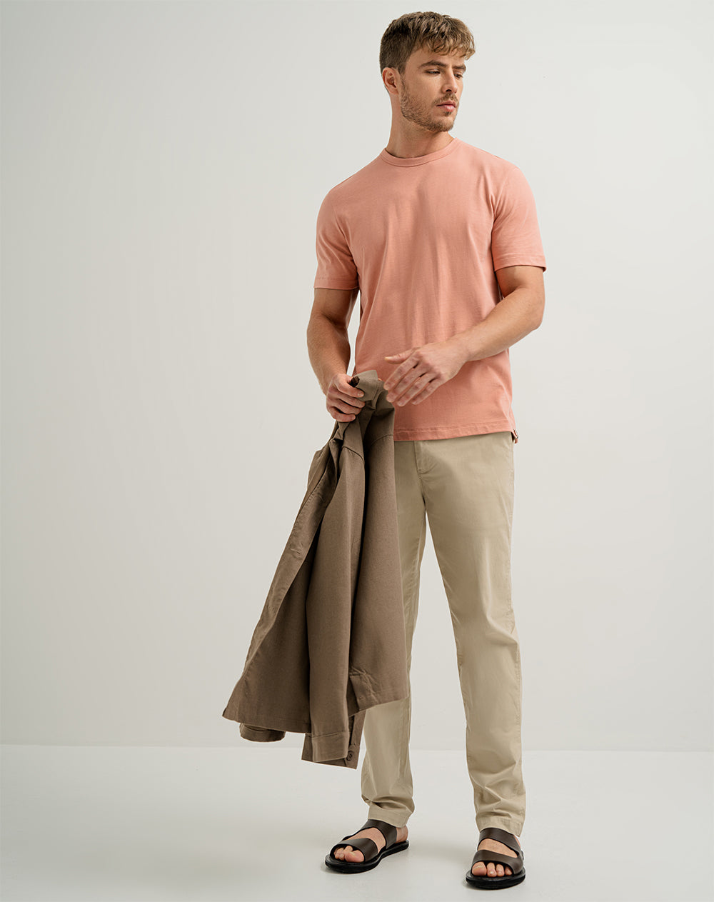 Camiseta regular algodón sostenible rosada hombre