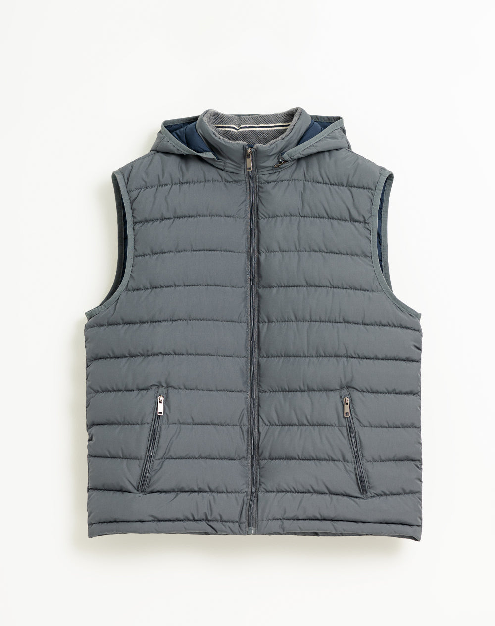 Chaleco acolchado con capucha gris hombre