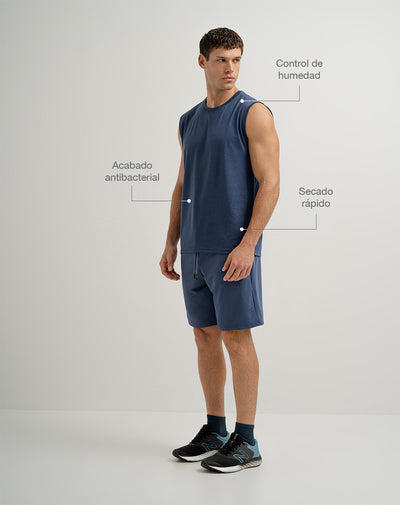 Camisilla deportiva control humedad azul hombre