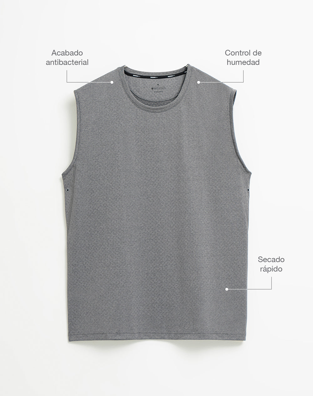 Camisilla deportiva control humedad gris hombre
