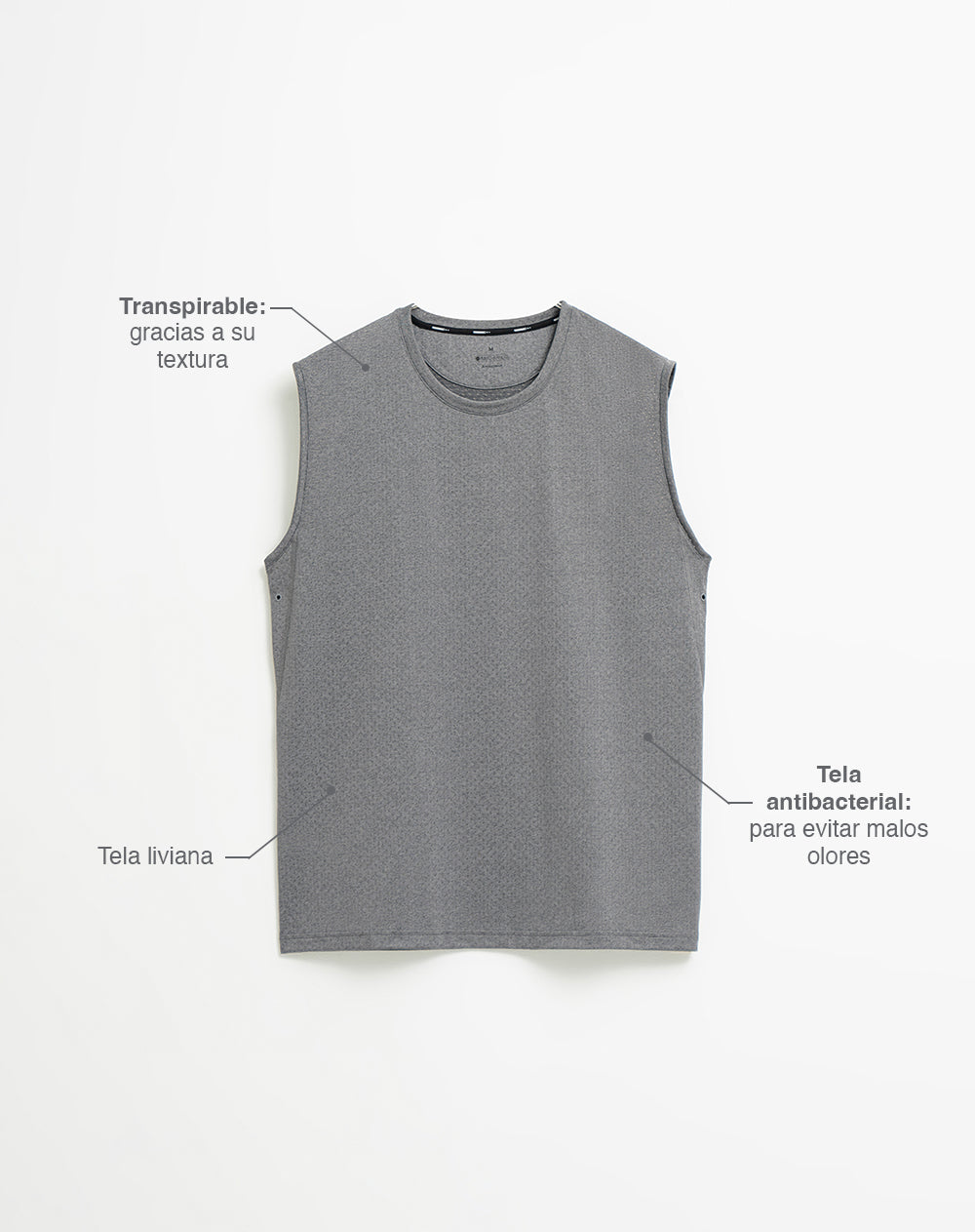 Camiseta esqueleto deportiva  hombre control humedad gris