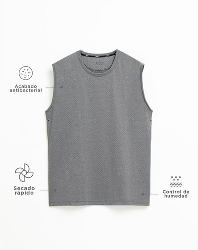 Camiseta esqueleto deportiva  hombre control humedad gris
