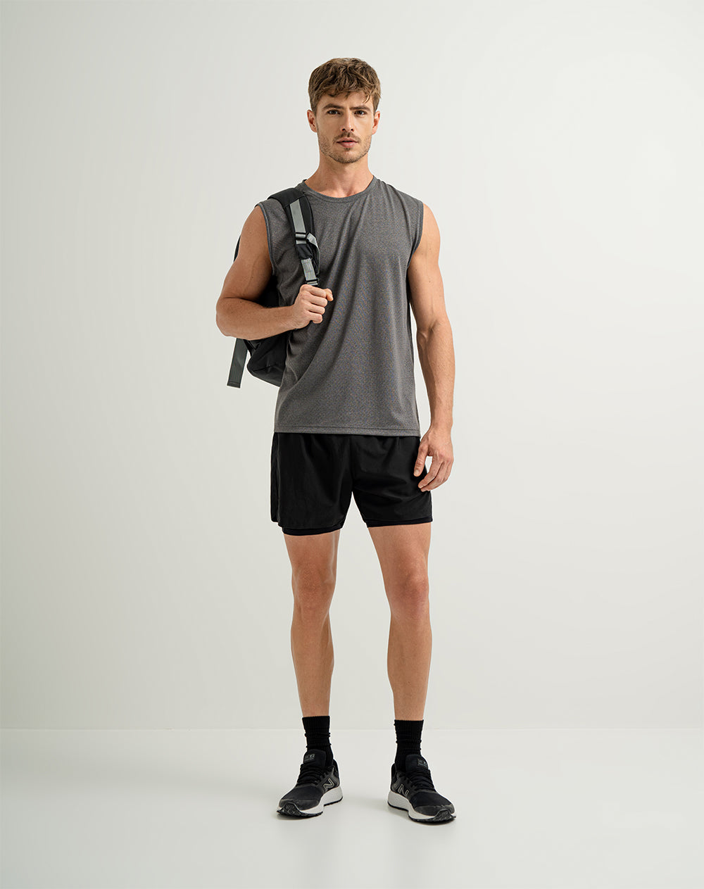 Camiseta esqueleto deportiva  hombre control humedad gris