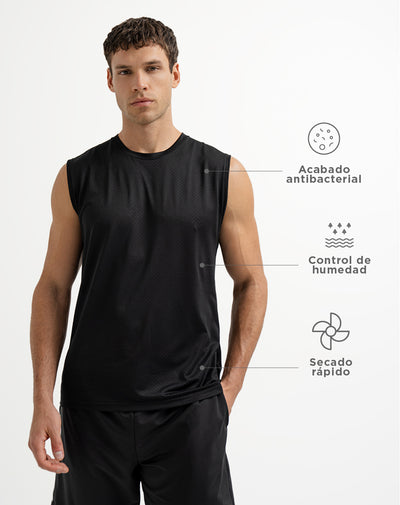 Camiseta esqueleto deportiva  hombre control humedad negra