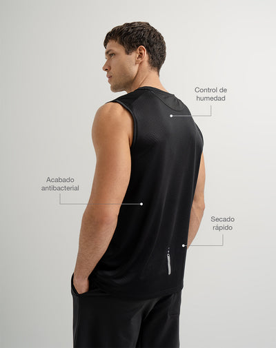 Camisilla deportiva control humedad negra hombre