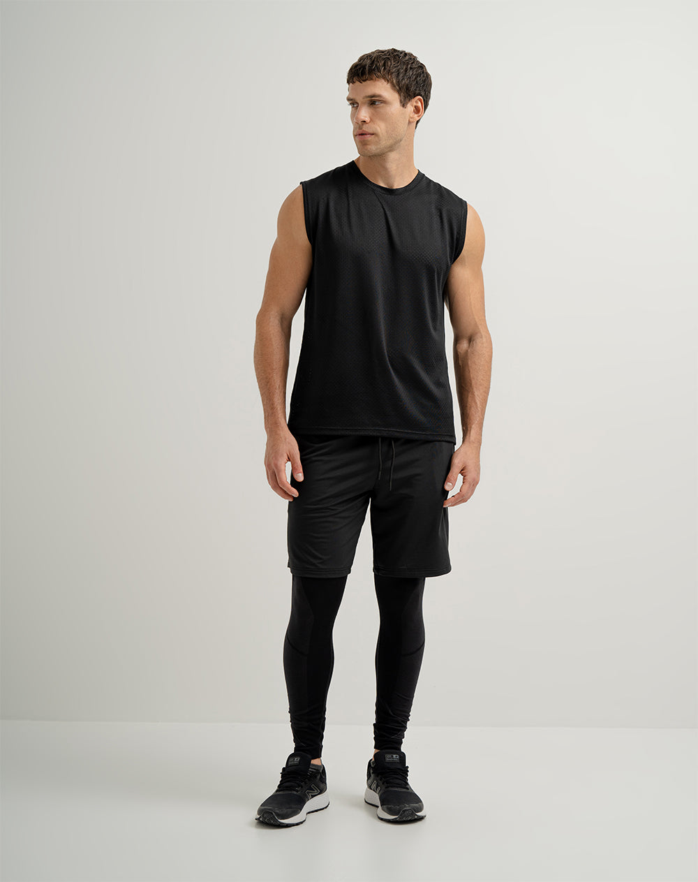 Camiseta esqueleto deportiva  hombre control humedad negra