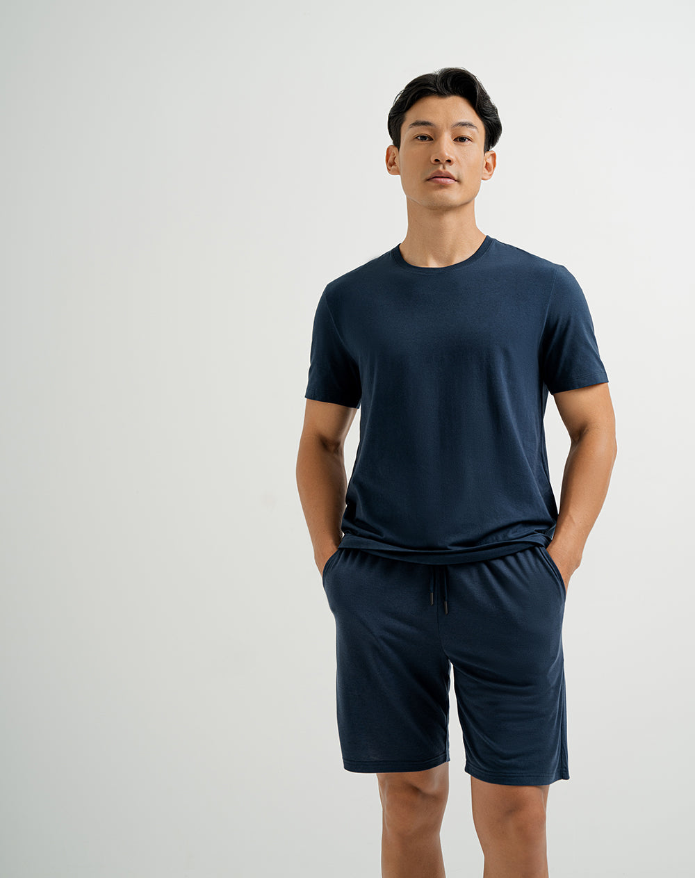 Bermuda de pijama hombre algodón sostenible azul oscuro