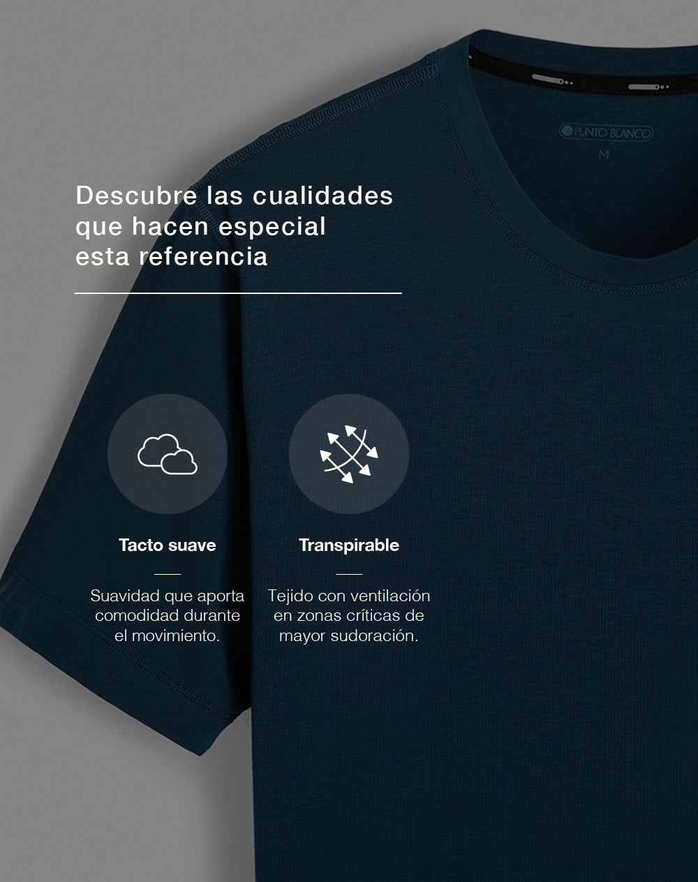 Camiseta deportiva tacto frío azul hombre