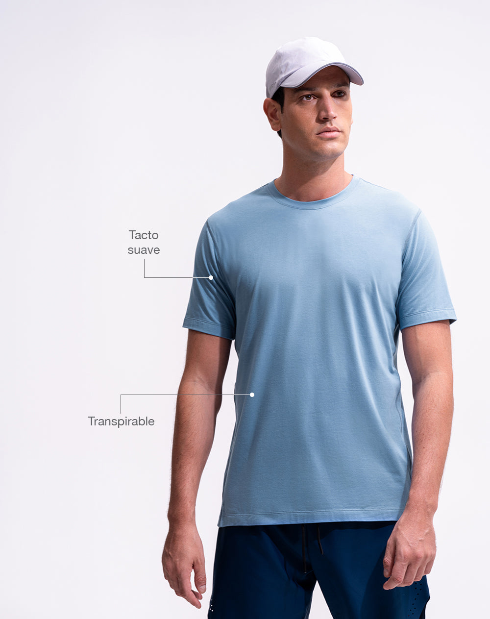 Camiseta deportiva tacto frío azul hombre