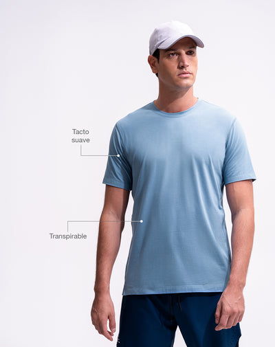 Camiseta deportiva tacto frío azul hombre