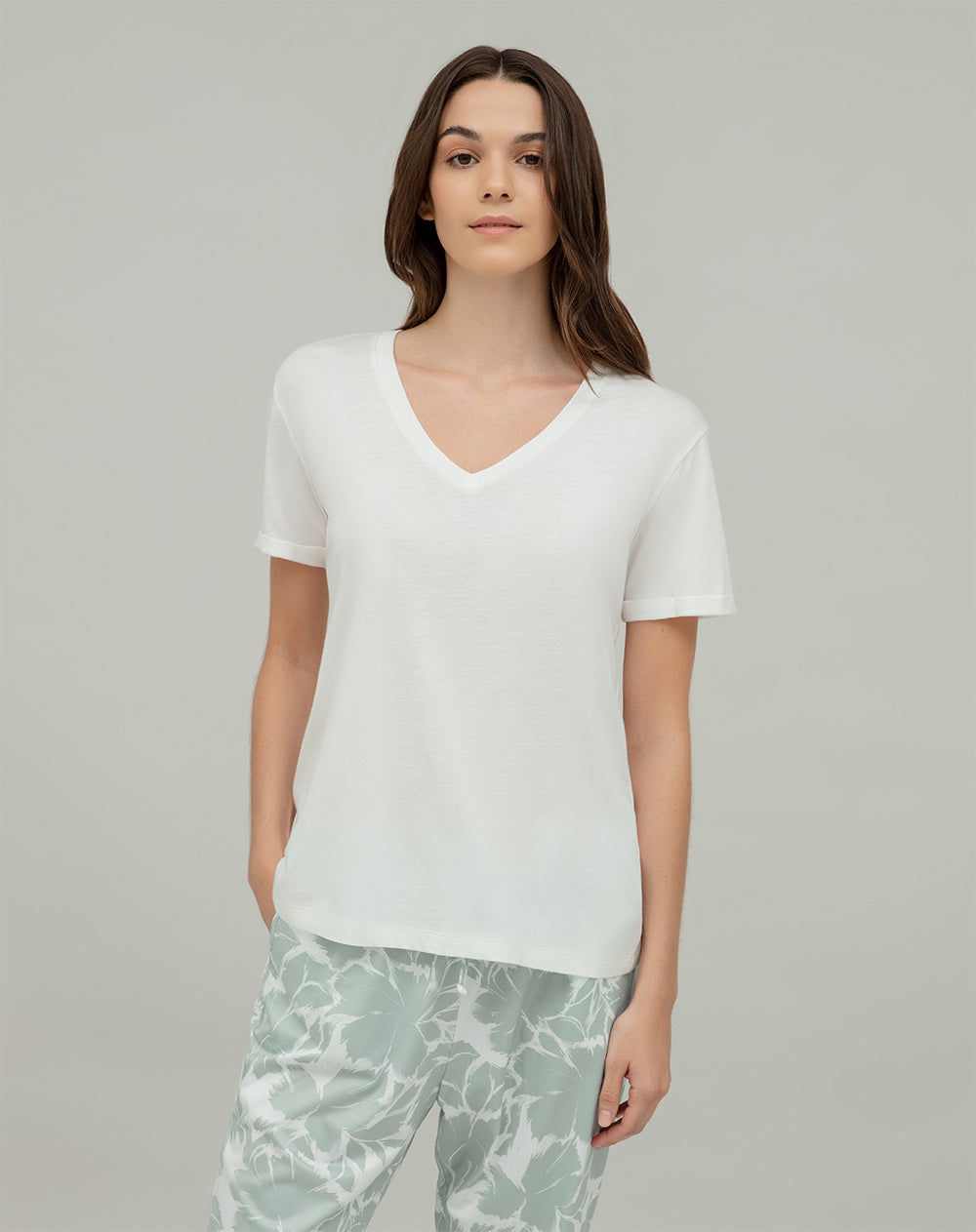Camiseta relaxed fit manga corta blanca