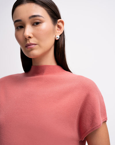 Camiseta regular tejido de punto rosa mujer