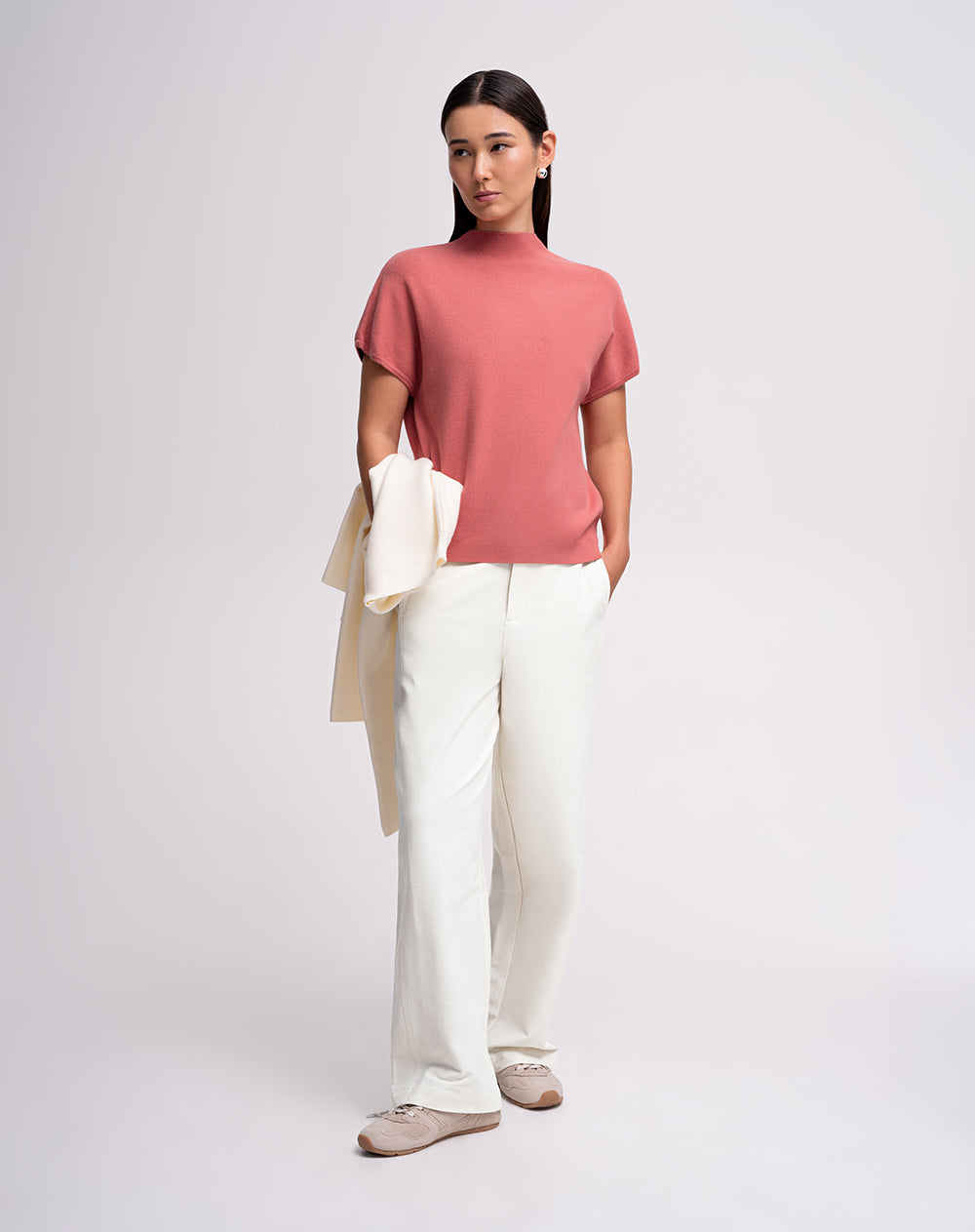 Camiseta regular rosada mujer