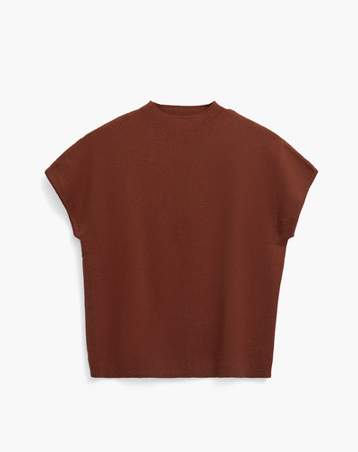 Camiseta regular tejido de punto vinotinto mujer