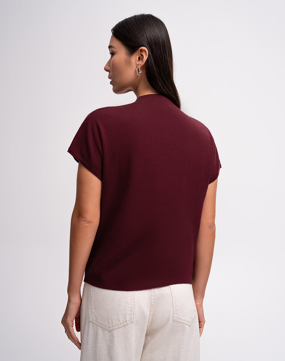 Camiseta regular vino tinto mujer