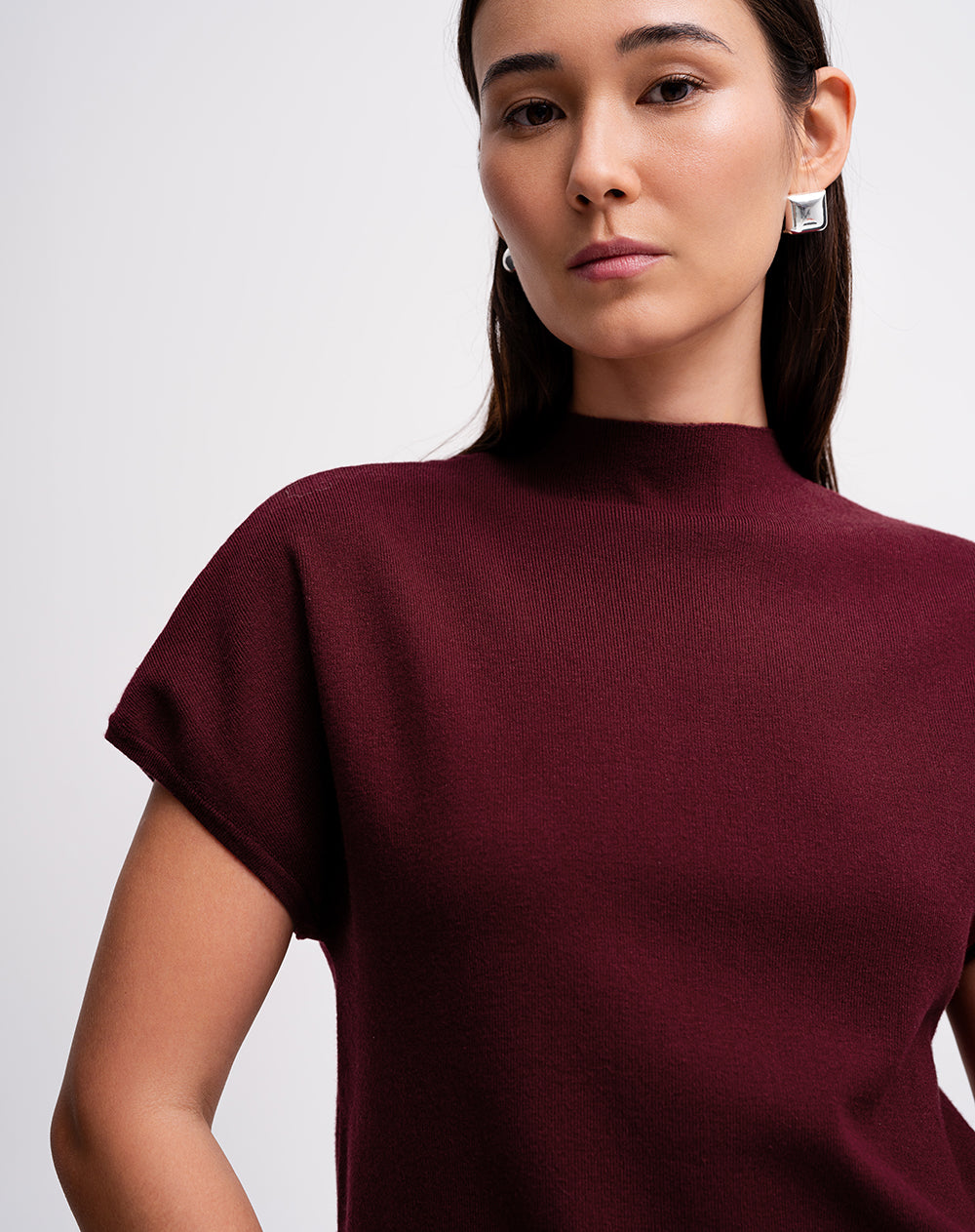 Camiseta regular vino tinto mujer