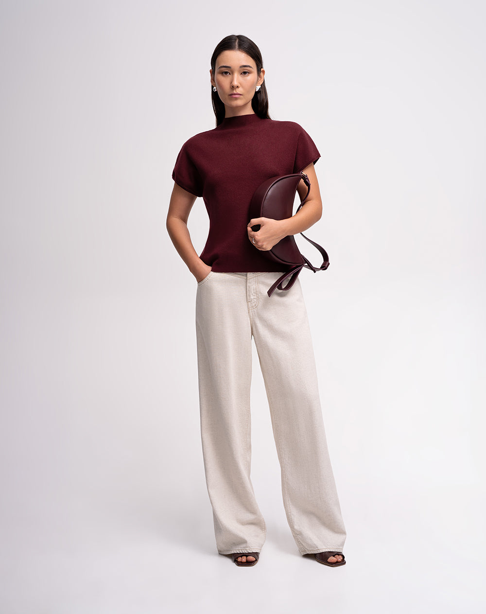 Camiseta regular vino tinto mujer