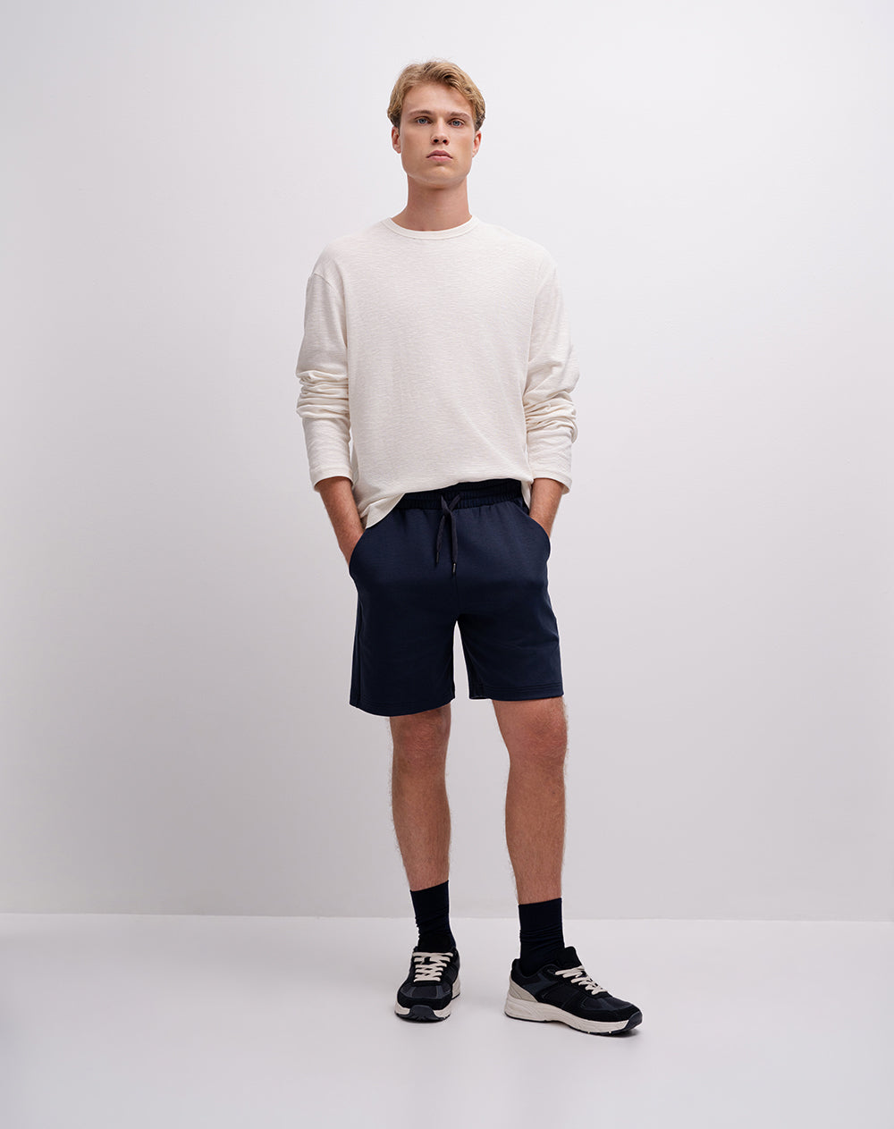 Bermuda confort regular azul hombre