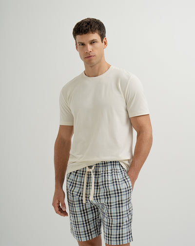 Camiseta de pijama hombre algodón pima crema