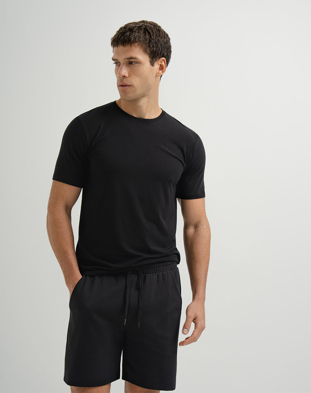 Camiseta de pijama hombre algodón pima negro