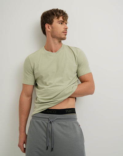 Camiseta de pijama hombre algodón pima verde
