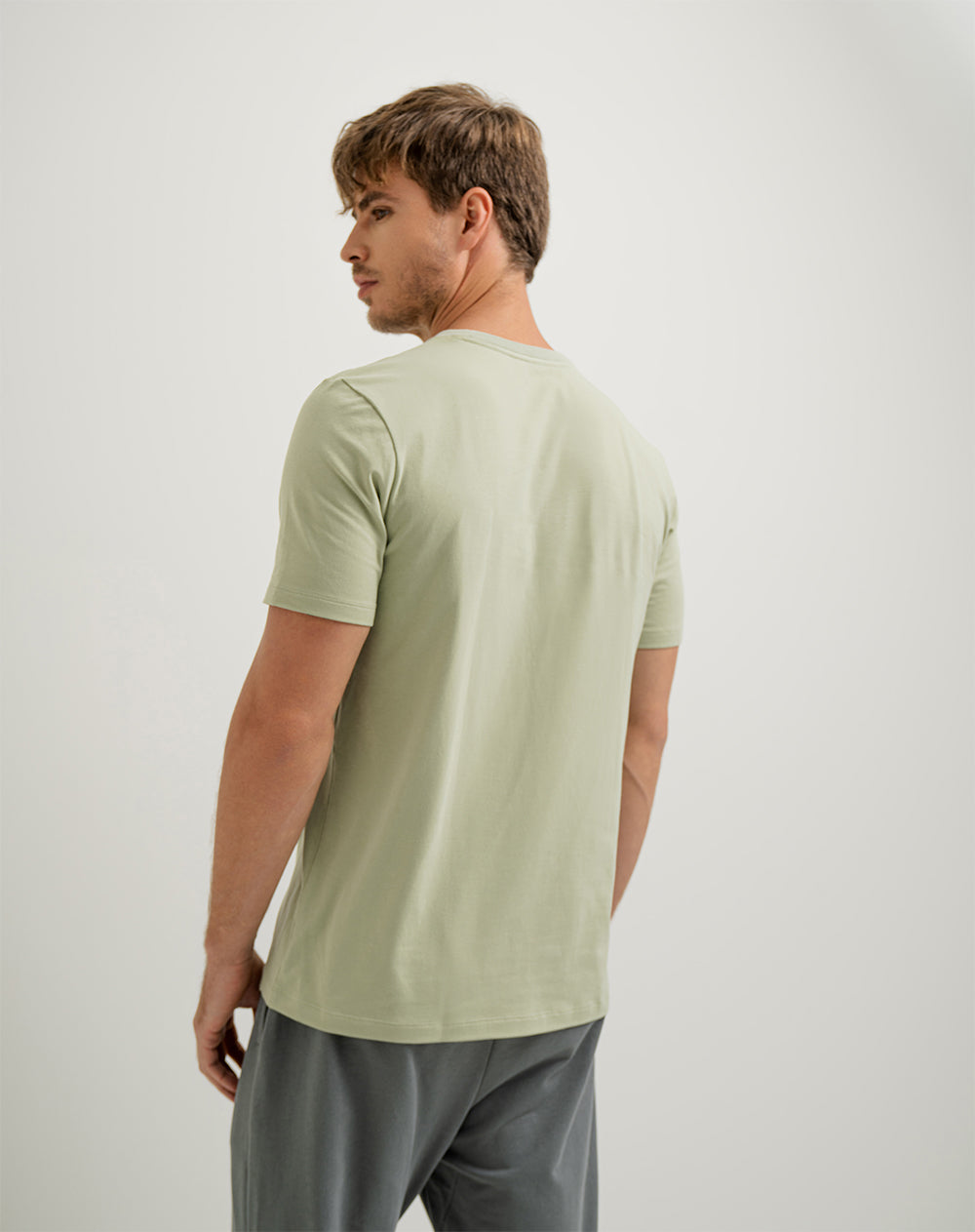 Camiseta de pijama hombre algodón pima verde