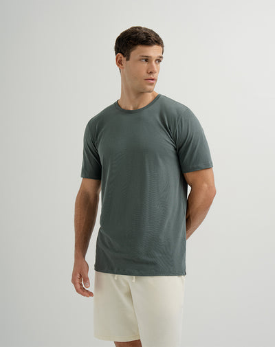 Camiseta de pijama hombre algodón pima verde oscura