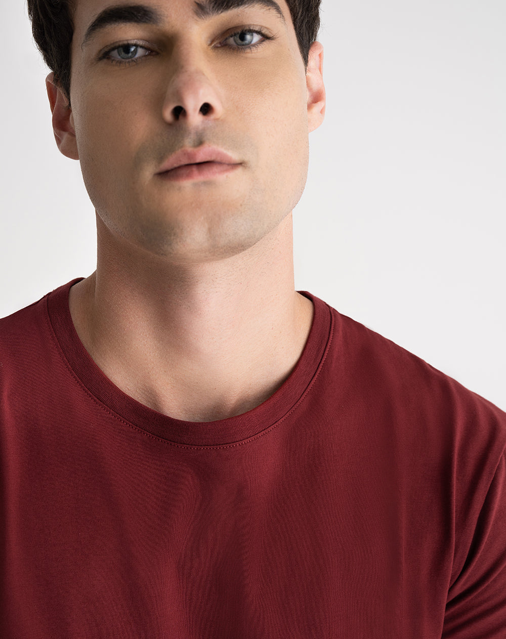 Camiseta de pijama hombre algodón pima vinotinto