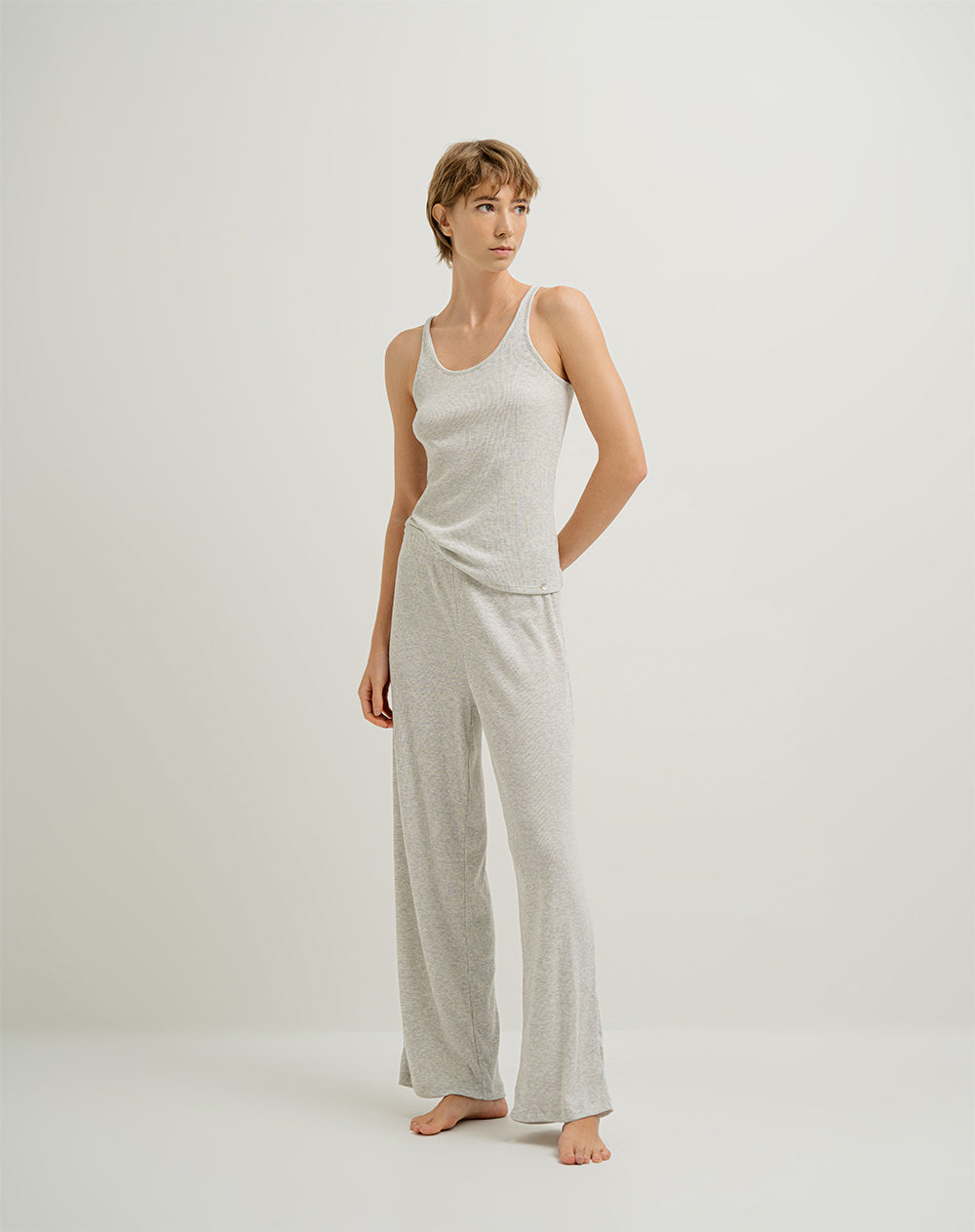 Camiseta sisa de pijama mujer gris claro
