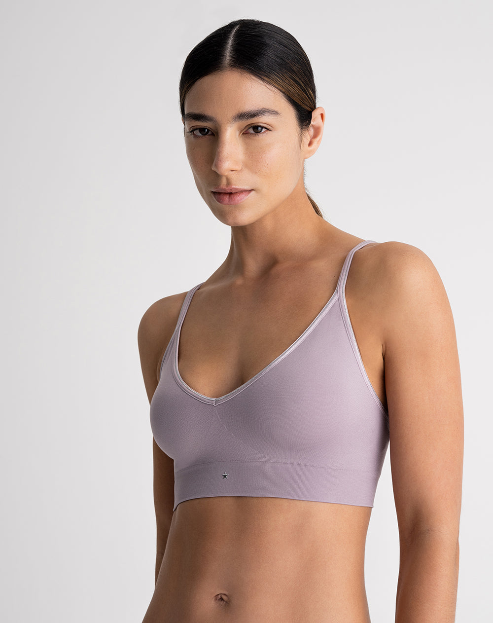 Top en tiras delgadas soporte bajo morado