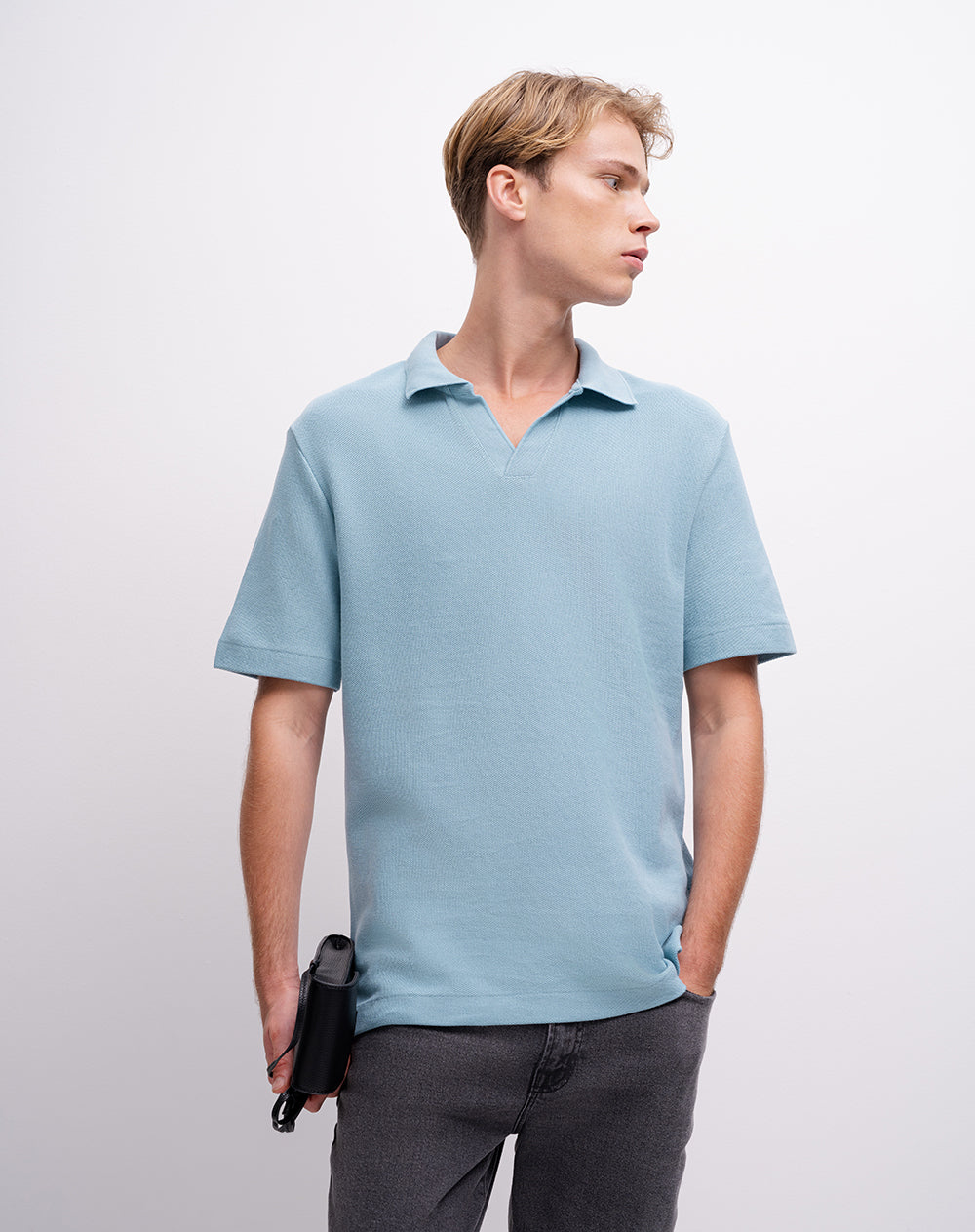 Polo regular algodón azul hombre