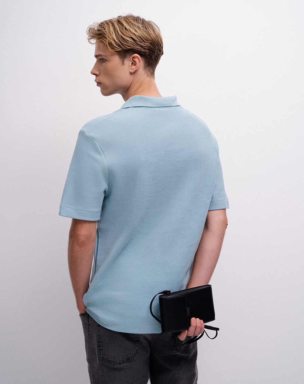 Polo regular algodón azul hombre