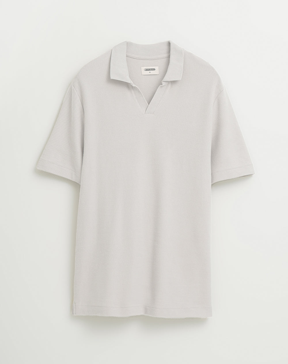 Polo regular algodón sostenible cuello sin botones gris claro hombre