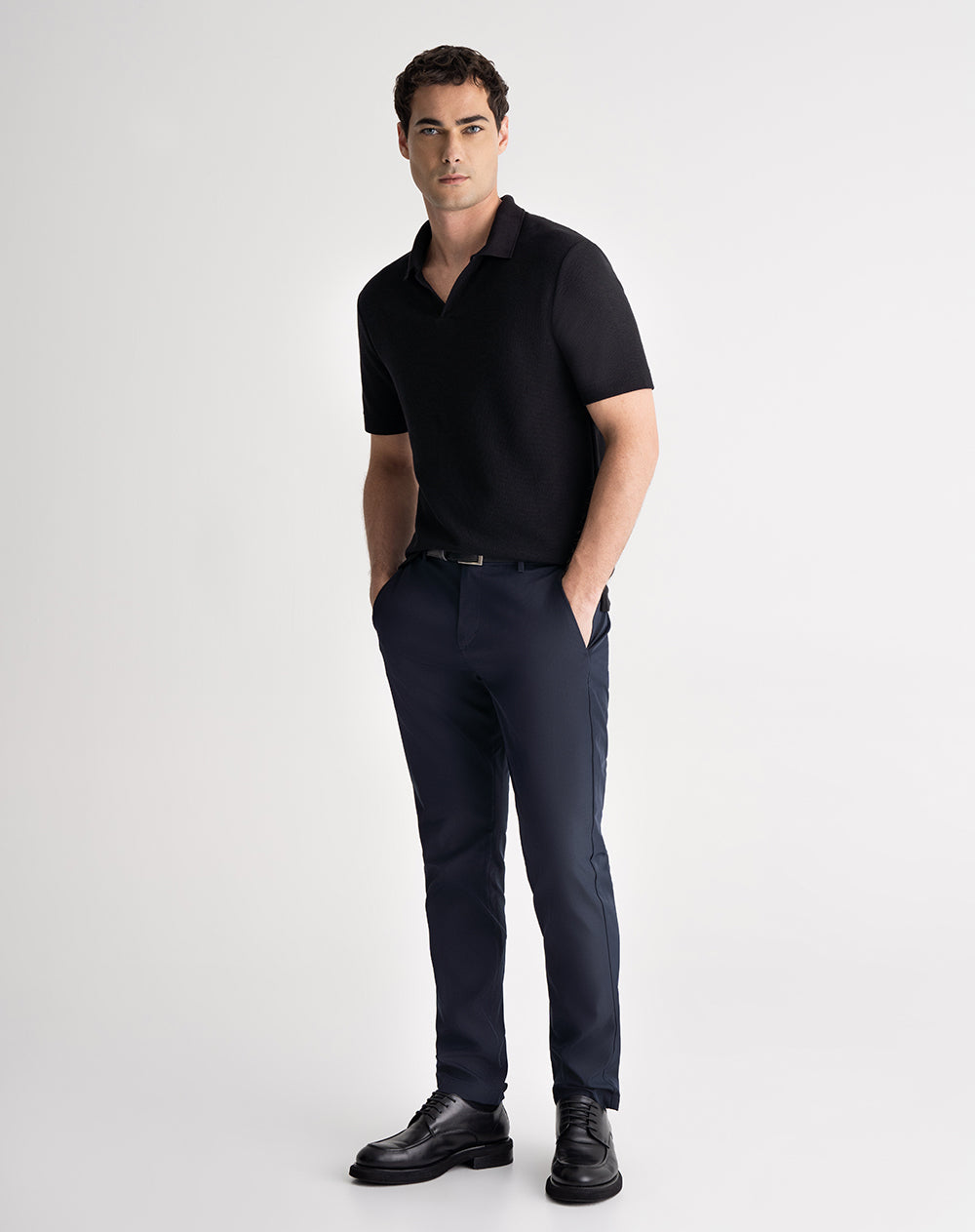 Polo regular fit algodón negra hombre