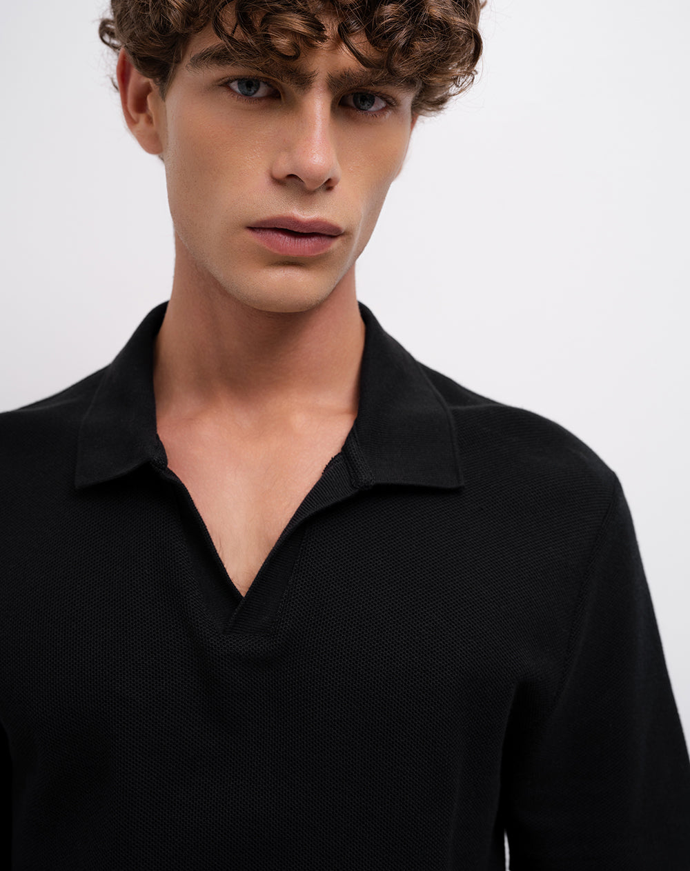 Polo regular algodón negra hombre