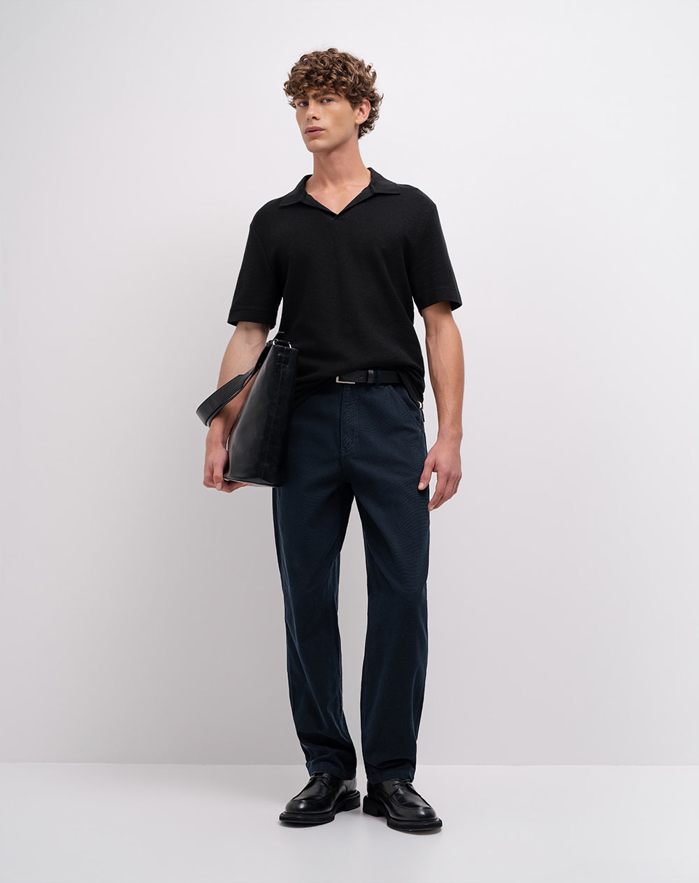 Polo regular algodón negra hombre