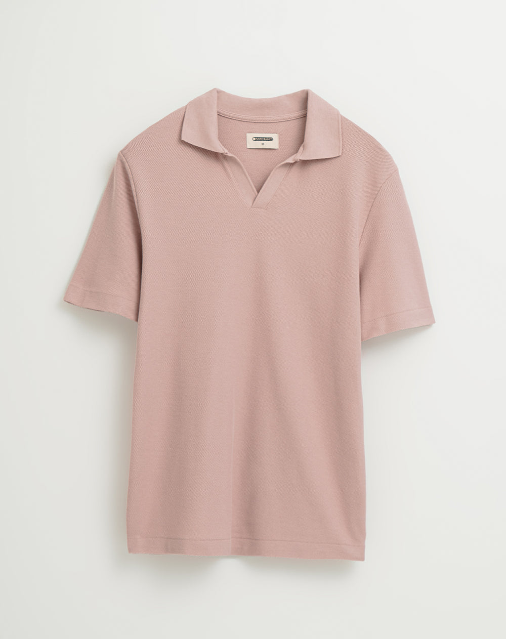 Polo regular algodón sostenible cuello sin botones palo de rosa hombre
