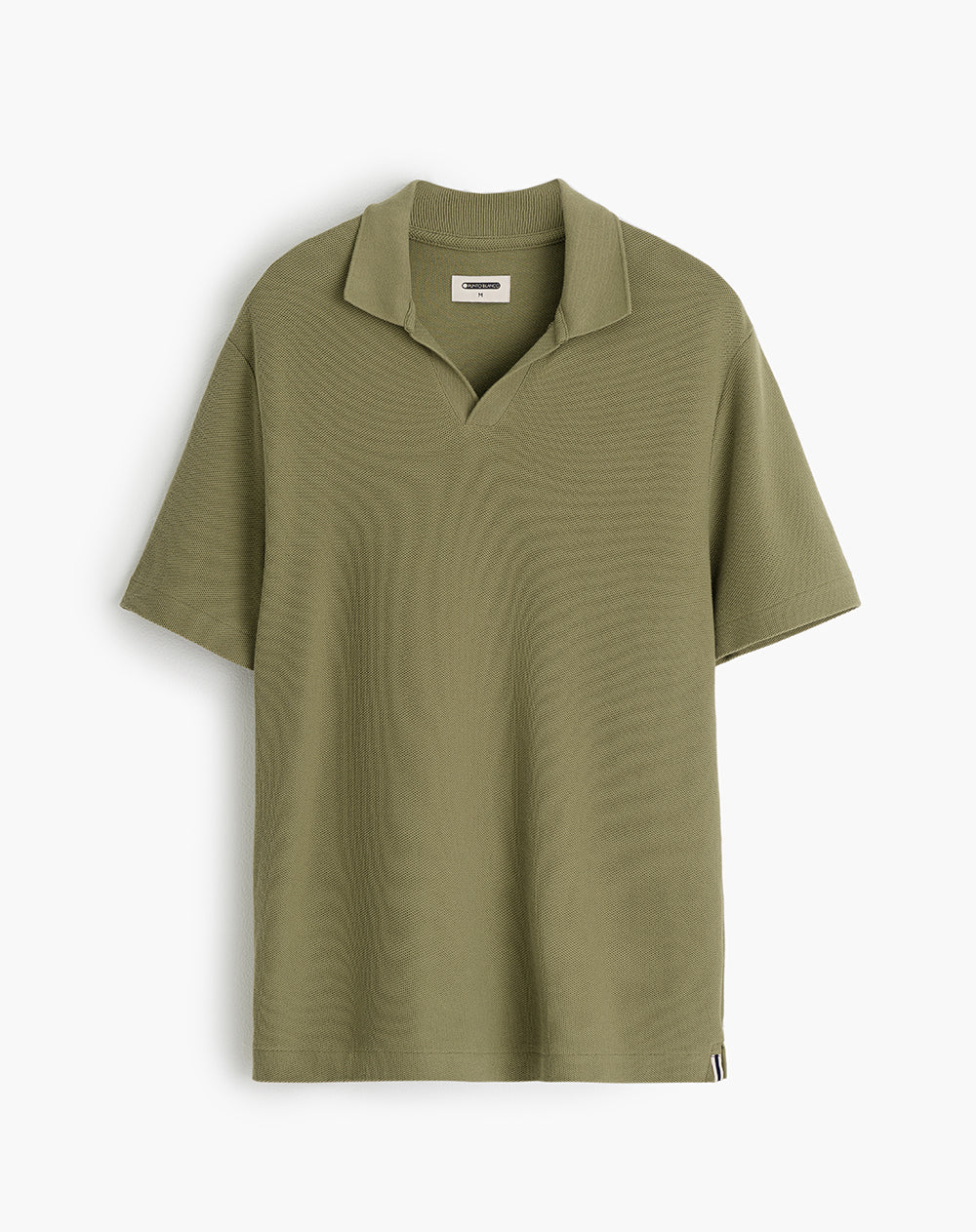 Polo algodón cuello sin botones verde hombre