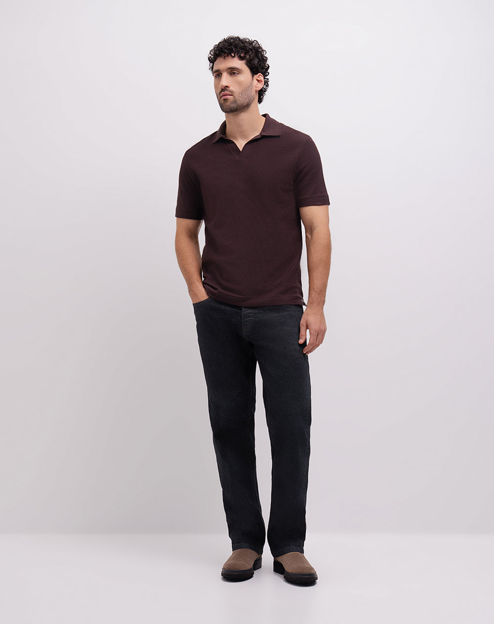 Polo regular algodón vinotinto hombre