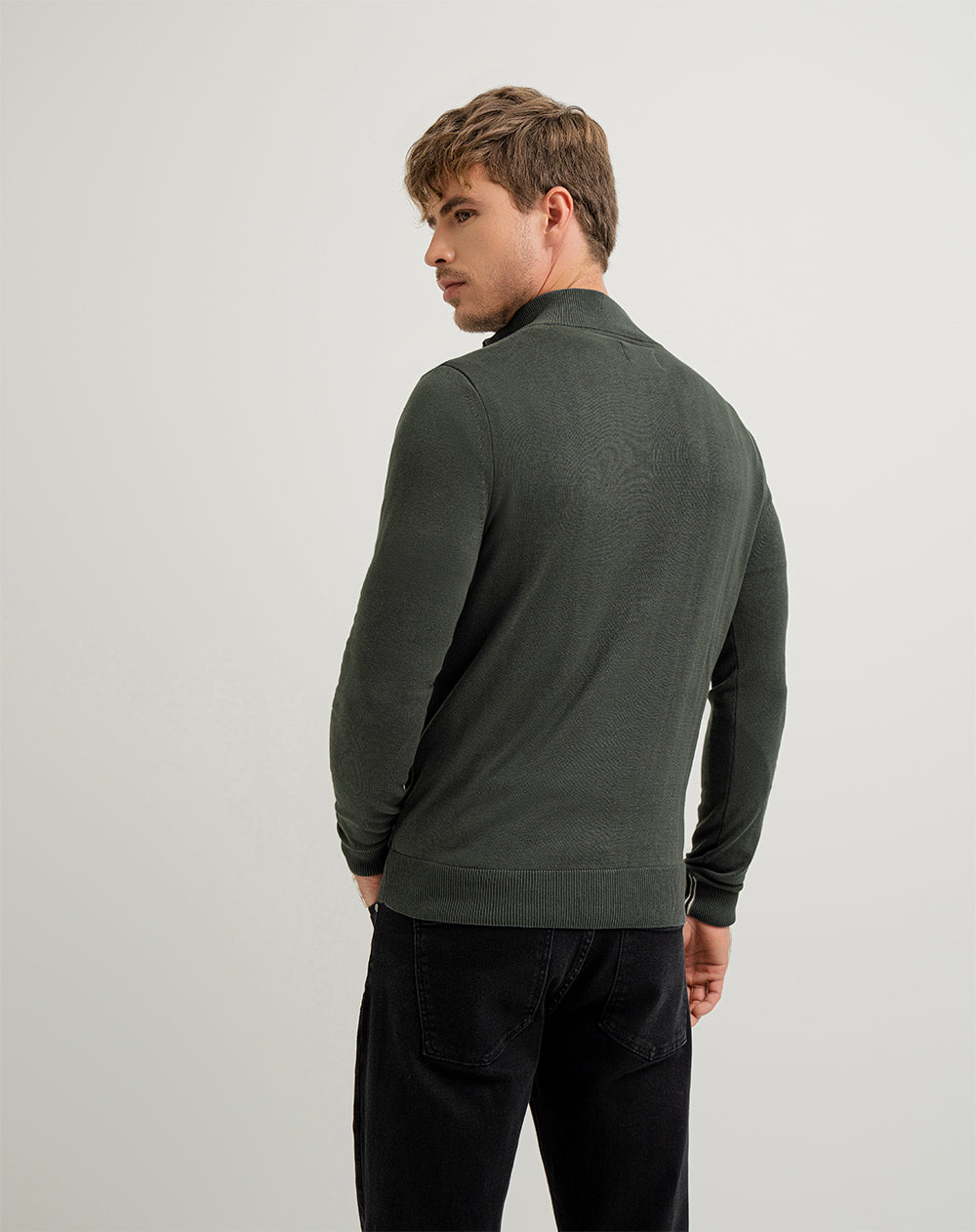 Buzo regular fit en rib verde